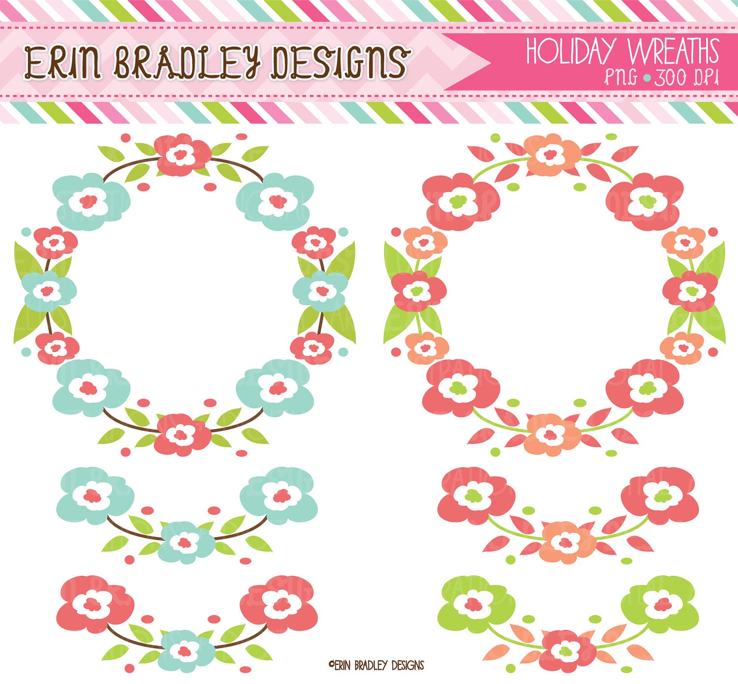 Holiday Wreaths Clipart Clip Art Personal & Commercial Use Il_570xn