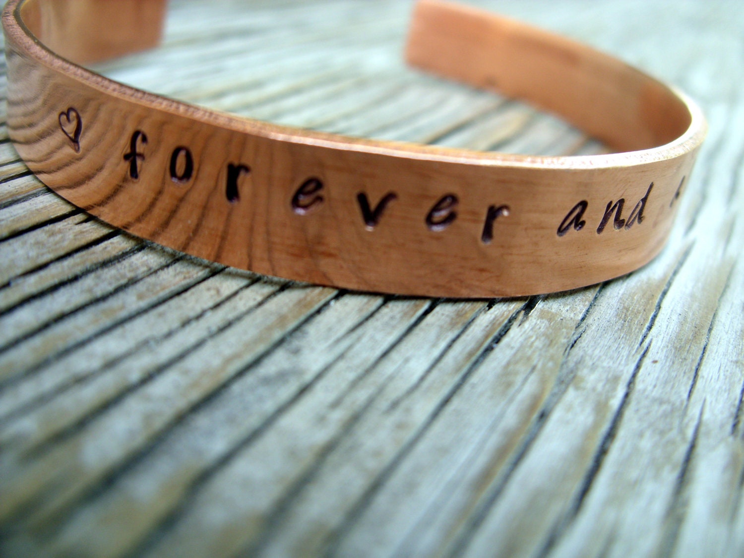 Hand stamped cuff bracelet 3/8 inch copper ONE bracelet stamped with your choice of words-symbols