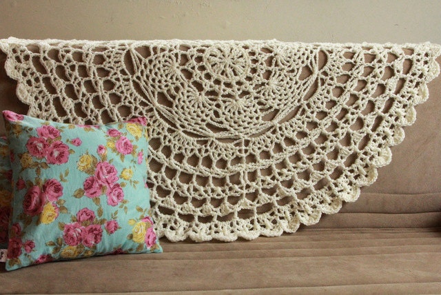 Doily Crochet Blanket  creamy crochet / Lacy blanket/ Throw for your home decor