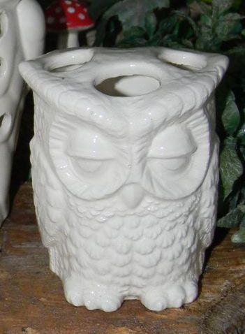 Ceramic White OWL TOOTH Brush Holder or by EnchantdMushroomLand