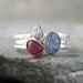 Stacking Rings - Rough Blue Sapphire, Rough Diamond, Rough Red Spinel - Sterling Silver Trio - Handmade and Designed by A Second Time