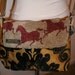 Clutch purse / sling cross body bag horse print velvet Chenille silk blend 1-Of-A-kind