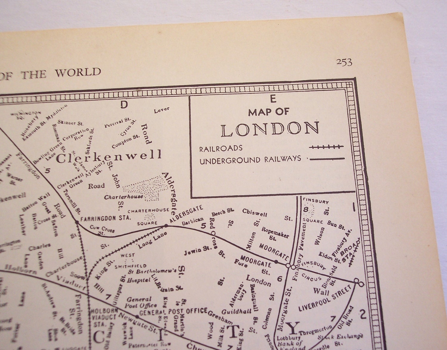 London city map, Vintage 1939 London England street map