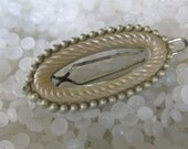 vintage barrette, molded plastic ivory rope look