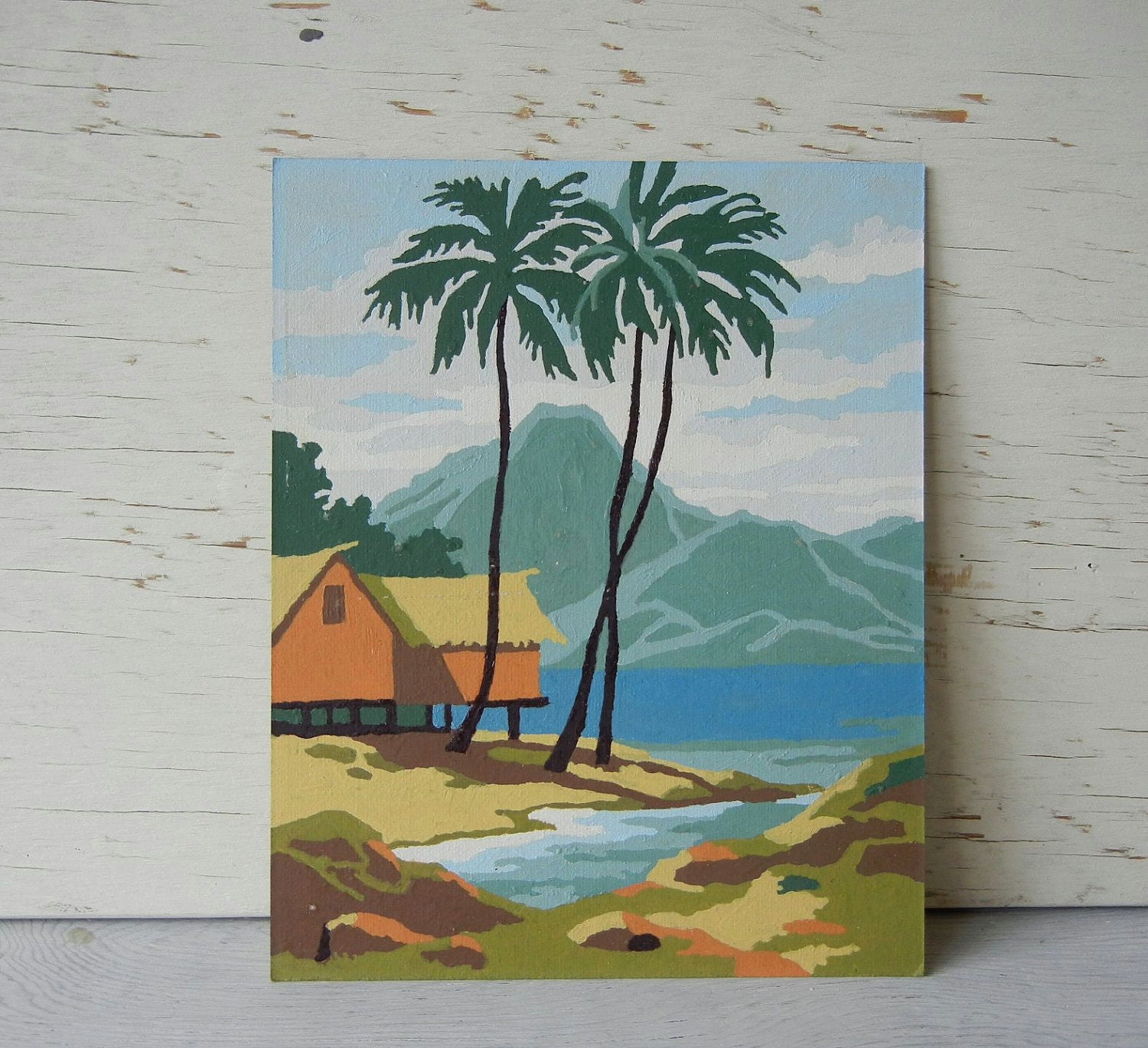 Vintage Paint By Number Painting Tropical Scene by PeppermintBark