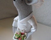 Miniature Baker Chef Mouse. Complete with Chef Costume and Food Tray.