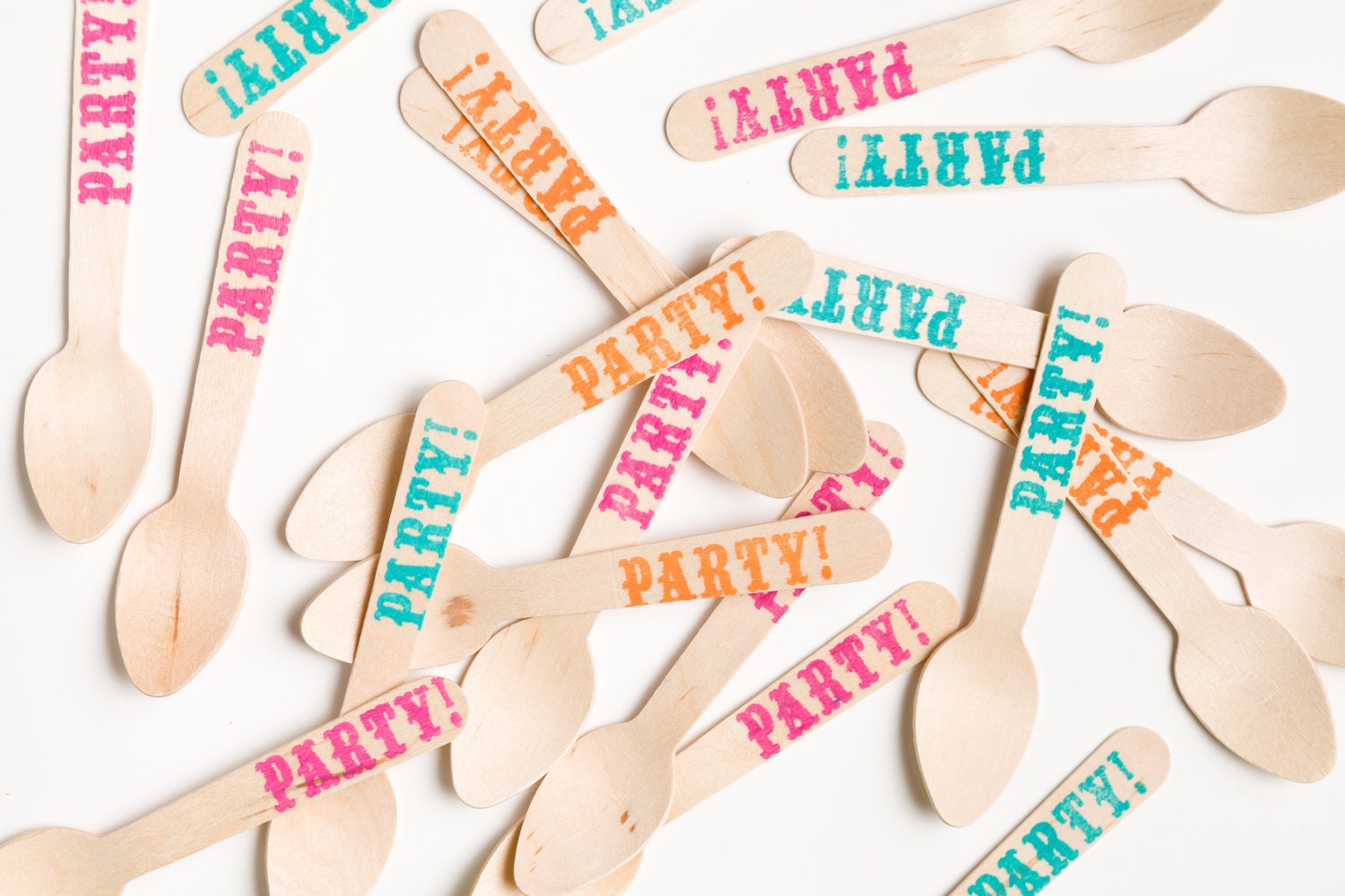 Party - Carnival - Neon - 20 Wooden Ice Cream Spoons - Great Alternative To Plastic Utensils Il_570xn
