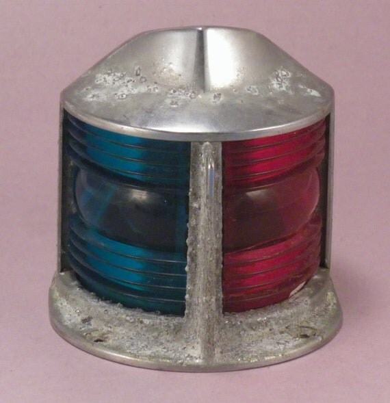 Vintage Chrome Boat Red Green Bow Running Light by TheVintageRobin
