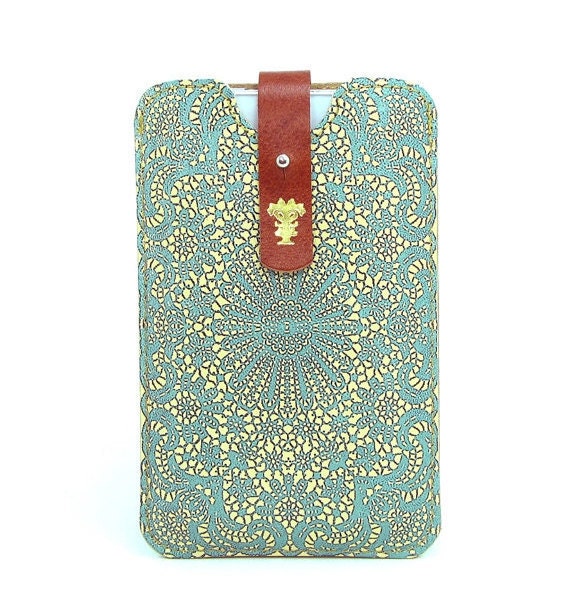 Leather iPhone (All) iTouch (All) case HTC - Teal Double Lace