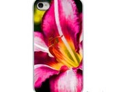 Hot Pink and Yellow Flower White iPhone Case - IPhone 4, 4s or 5 Hard Cover - Fun Bright Art Unique Trendy iPhone Case Cover - artstudio54