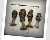 1 Morel Mushroom-Clay Mushrooms for terrariums-Secret Mushroom gardens-Weird mushrooms-Plant Stakes