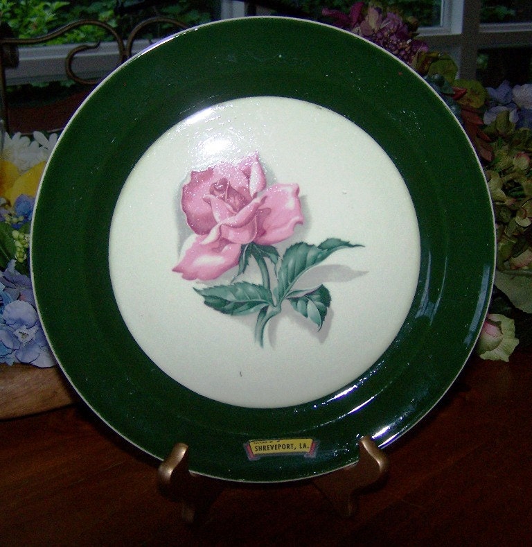 Souvenir Taylor Smith Rose Plate Shreveport, LA.