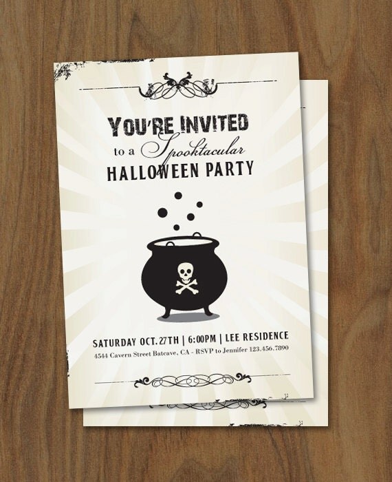 Custom Witches Cauldron Halloween Party Printable Invitation 5x7 Il_570xn