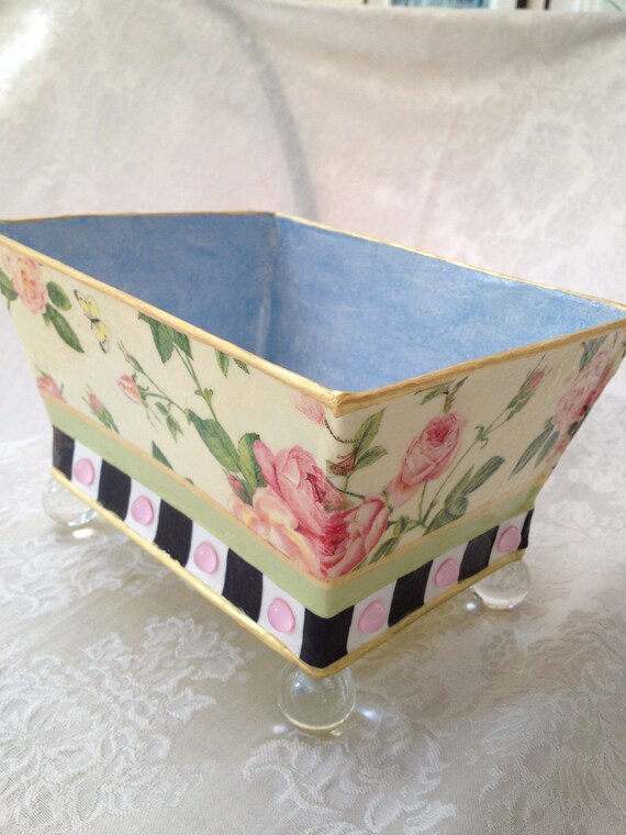 Whimsical Painted Metal Planter Decorative by sharonmooradian