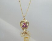 Organic Protection Necklace with Hammered Gold Filled Gemstone Pendant