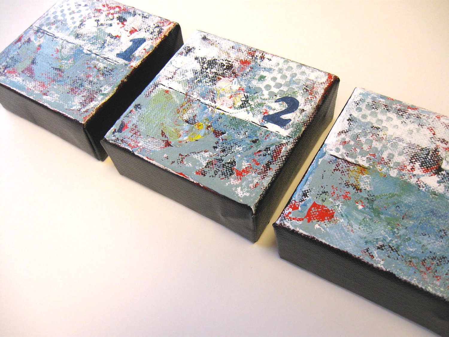 SALE, Acrylic Abstract  Original Triptych Paintings on Canvas