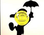 JIMINY CRICKET silhouette made from vinyl record album PINOCCHIO - sillyette