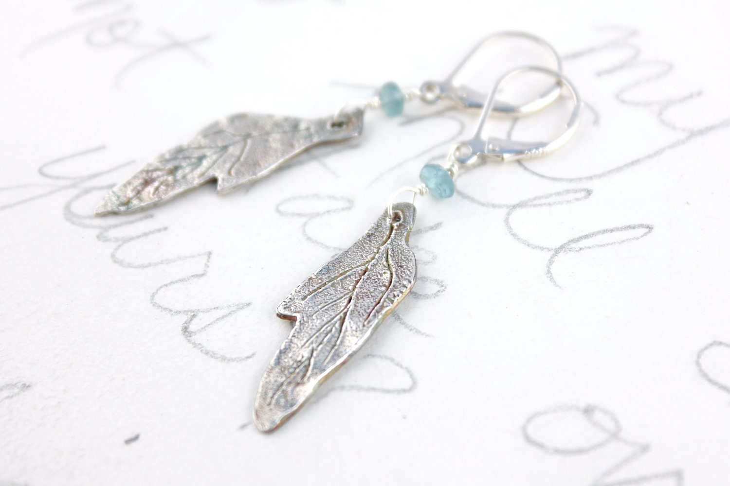 sterling silver feather earrings . long boho dangle feather tourmaline earrings . inspirational quote jewelry by peacesofindigo