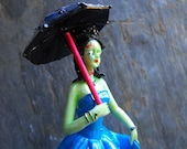 Zombie Girl Day of the Dead Inspired Statue with Umbrella