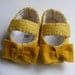 Sunny Yellow Felt Baby Shoes with Mustard Bows
