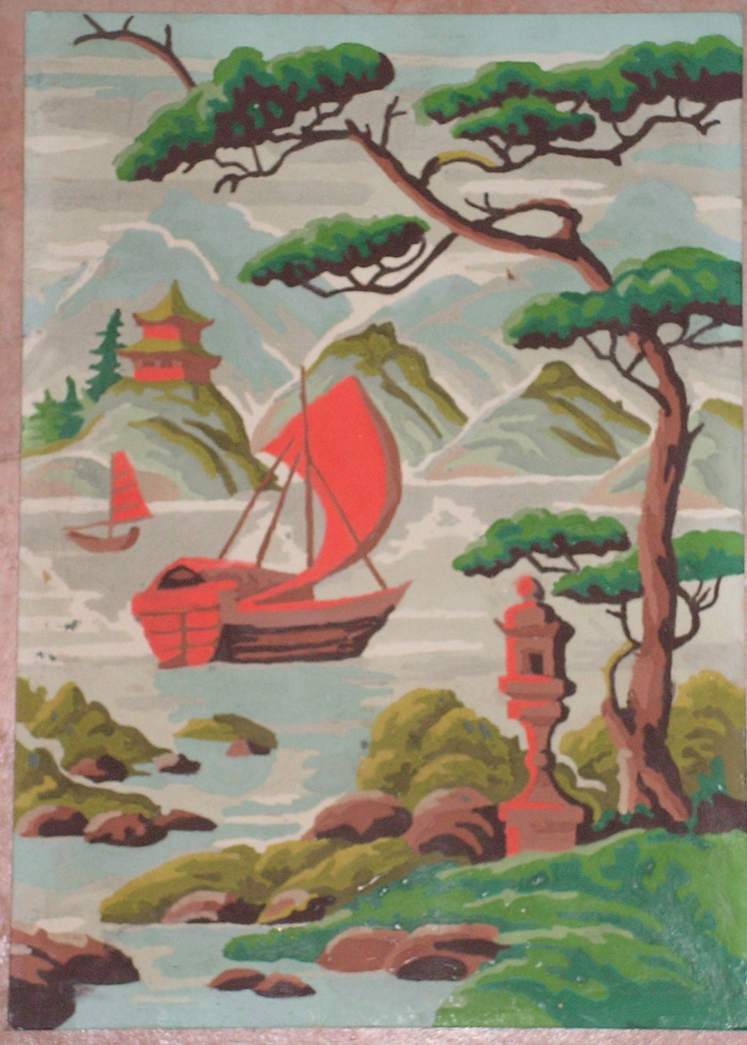 Vintage PBN Paint by Number / Oriental Asian Art by retrosideshow