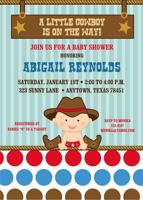 Little Cowboy Baby Shower or Birthday Invitations Il_570xn