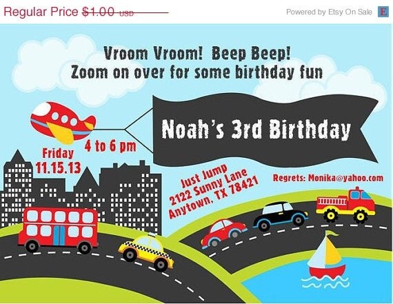 Planes and Automobile Birthday Invitations Il_570xn