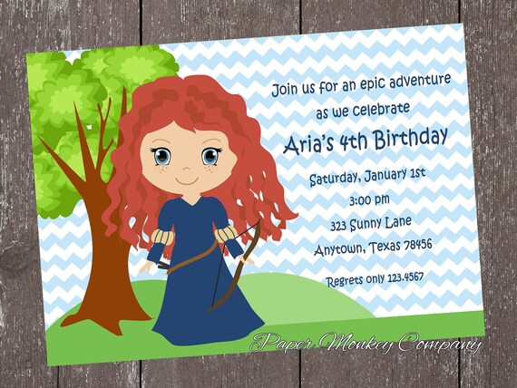 Princess Merida, Brave Birthday Invitations Il_570xn