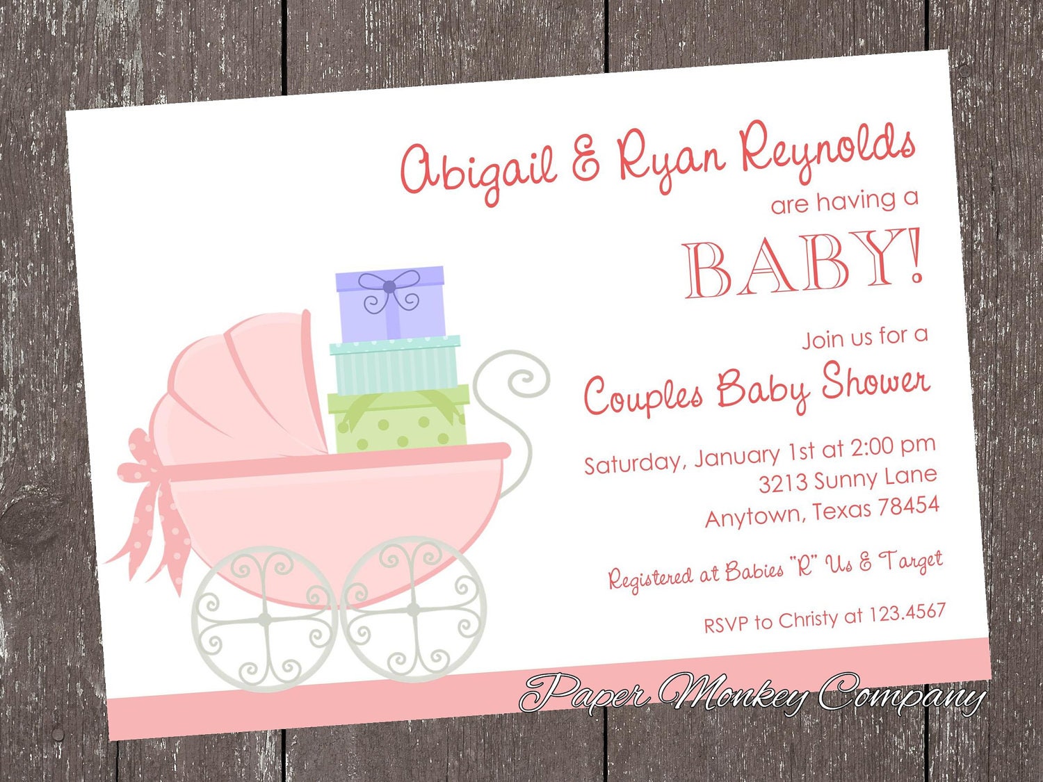 Boy or Girl Carriage Baby Shower Invitations Il_570xn