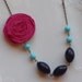 Fuchsia Rosette with Aqua and Navy Beads