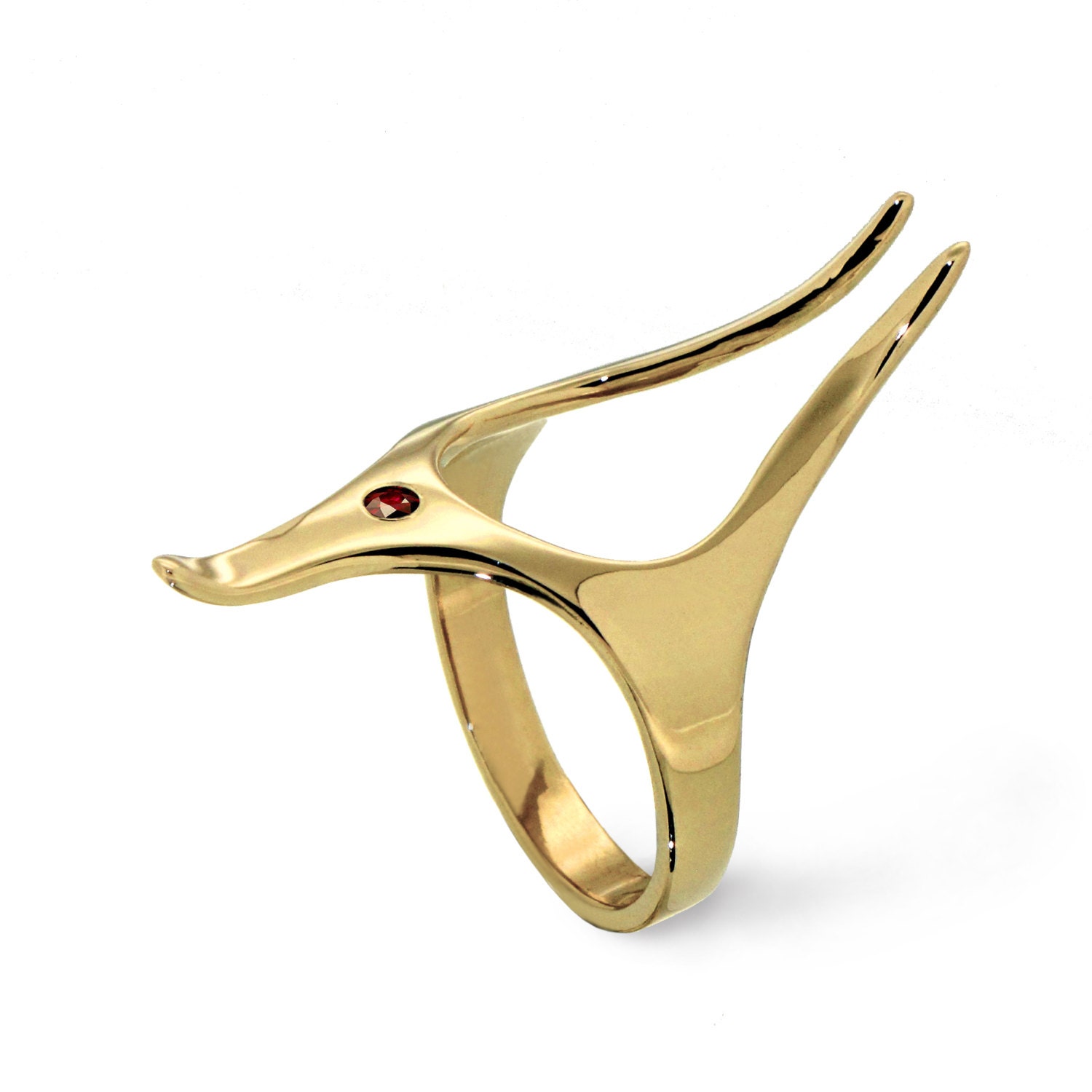 ANUBIS Egyptian Ruby Ring, 14k yellow gold Engagement Ring, Alternative Engagement Ring, Custom Fine Jewelry by Arosha