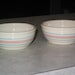 two vintage McCoy Pottery blue & pink stripe Stonecraft cereal or soup BOWL s