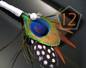 Boutinner Etsy boutonniere brown wedding peacock feather boutineers autumn wedding - set of 12 for groomsmen fathers uncles