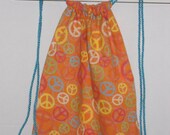 Backpack using Orange Peace Signs fabric