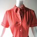 60s Balmain red nylon logo shirt dress - size 4/6/8 - Mad Men Megan designer chic - summer elegant