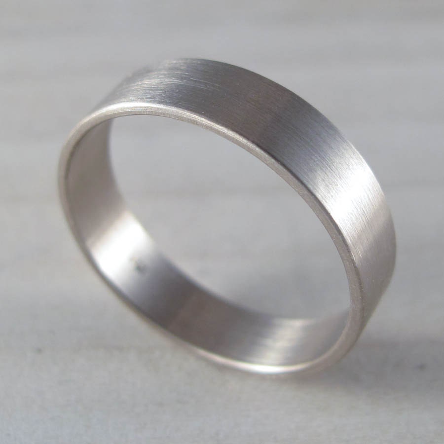 Handmade 5x1mm eco-friendly solid recycled nickel free 14k palladium white gold wedding band - Satin or Shiny - Modern Men's Wedding Ring