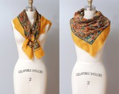 1980s Christian Dior Scarf - Mustard Paisley Scarf