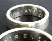 Personalized Wedding Ring Silver Hammered "Waters Edge" Style