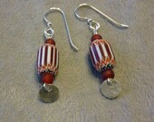 Peppermint Candy Stripes, Venetian glass and sterling earrings