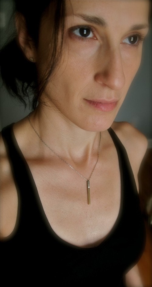 Sassy, sleek sexy, delicate mixed metal stick pendant necklace
