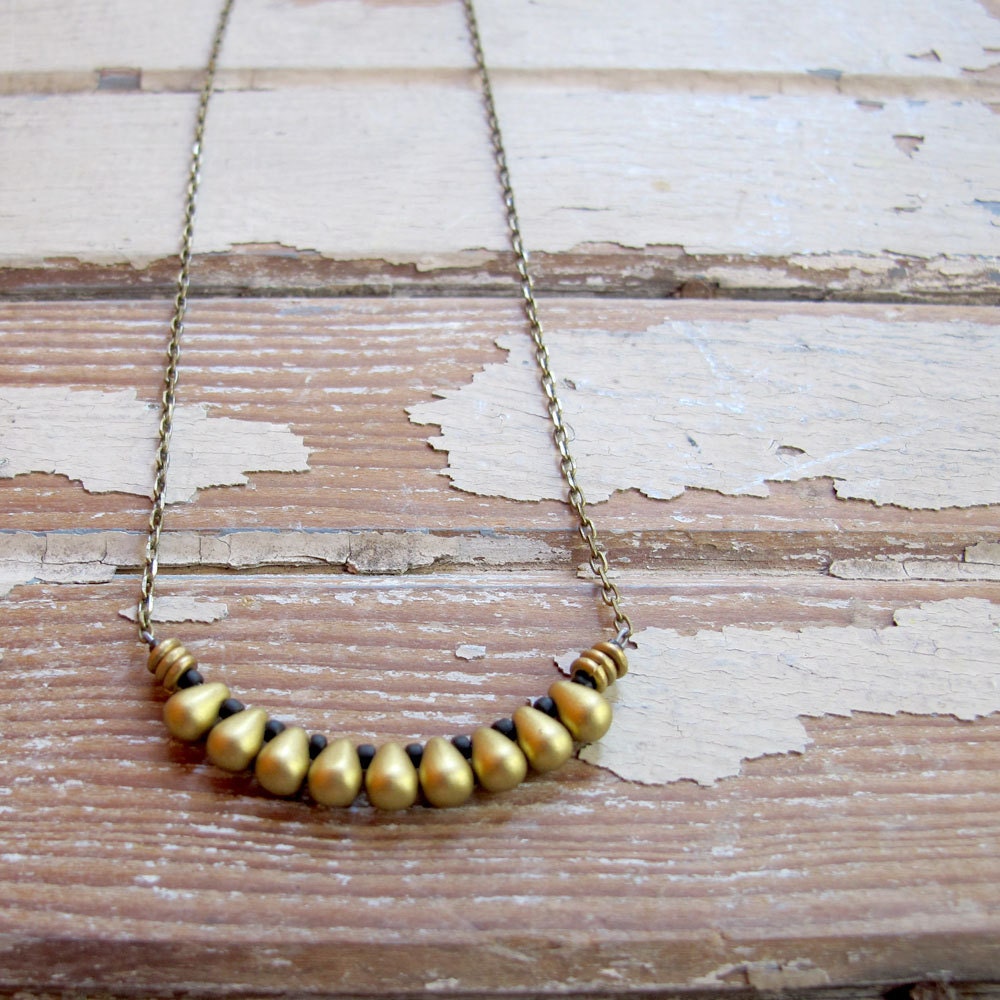 Egyptian - Brass Bronze Copper Bead Necklace - Artisan Tangleweeds Jewelry