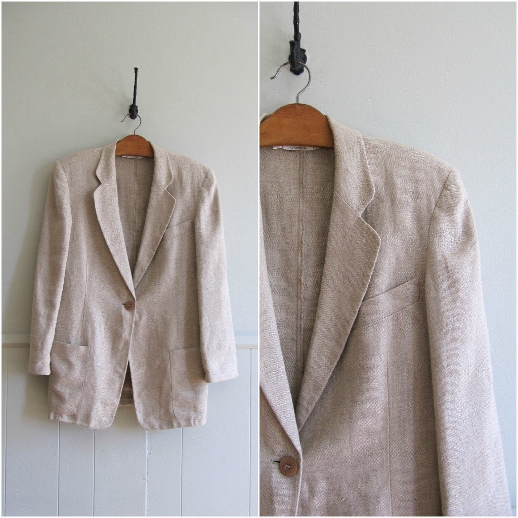linen jacket / giorgio armani blazer / xl biege blazer