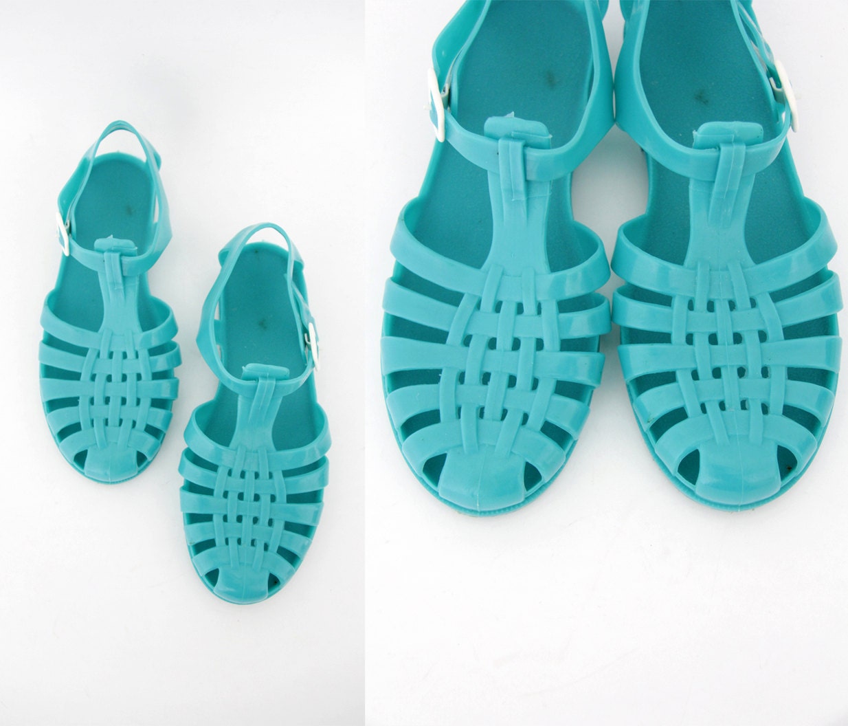 Vintage sandals / turquoise jellies flats / size 39,40 - 8.5-9