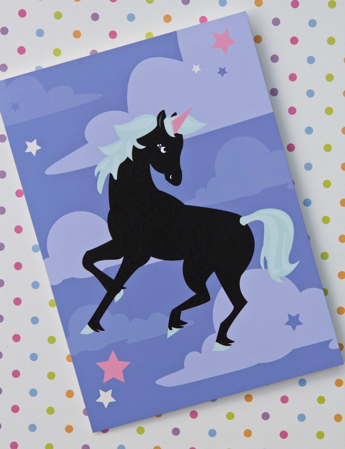 Black Unicorn Greeting Card