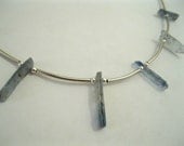 Kyanite Necklace - Crystal Mineral Oblong Blue Silver Tube Beads