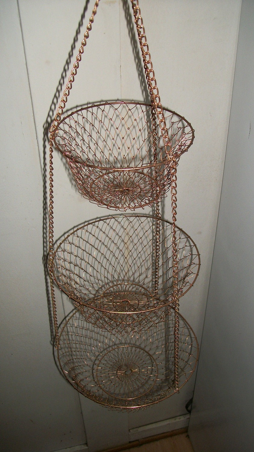 Vintage 3 Tier Copper Wire Hanging Fruit by AnotherThymeVintage