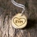 Love Heart Ornament - Wood Burned Heart - Tree Carved Initials- Rustic Wedding Favor - Anniversary