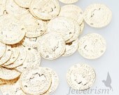 PD764-G // Glossy Gold Plated Ceasar Gypsy Coins Pendant, 15mm, 10Pc