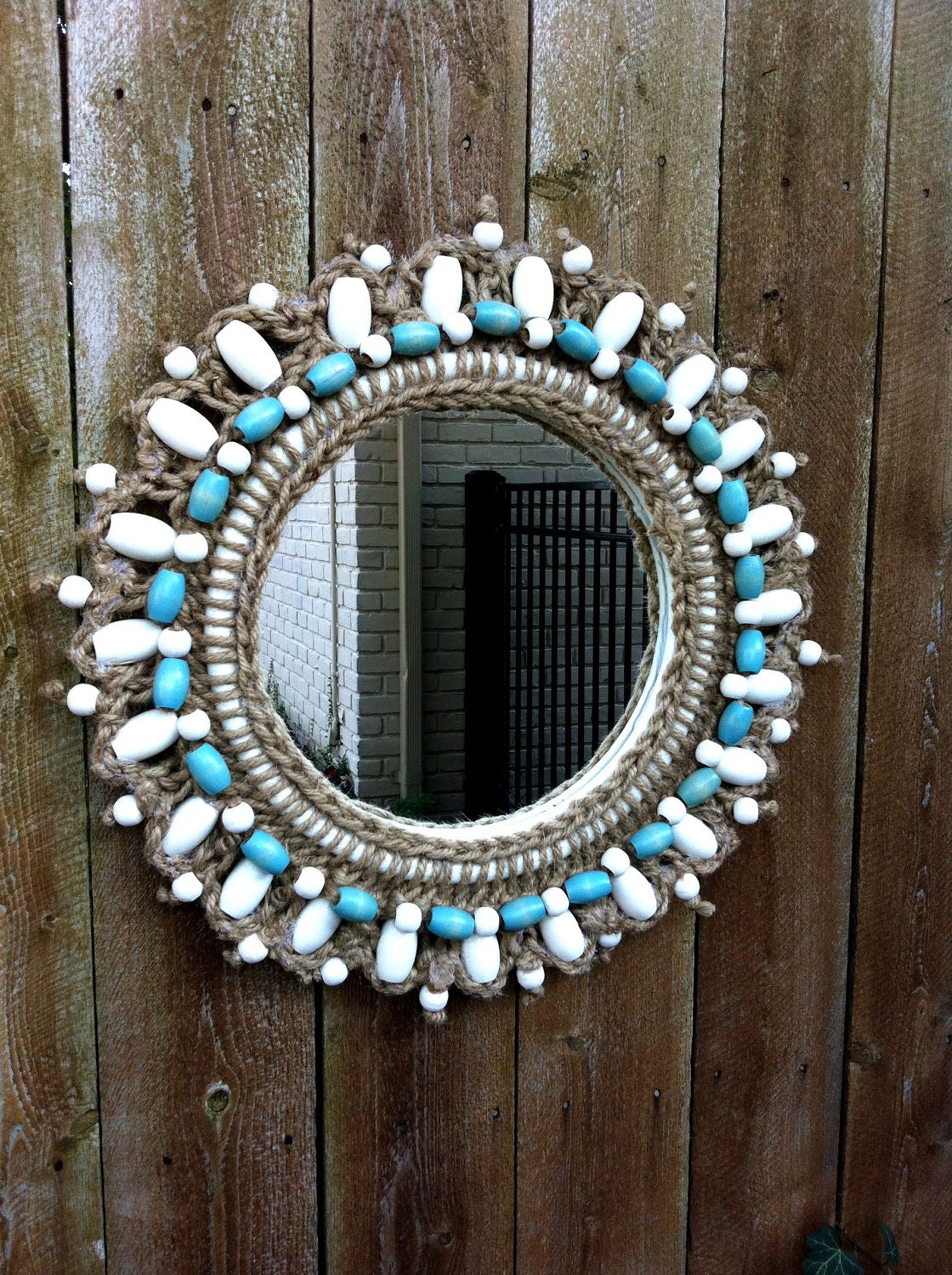 Malibu Wooden Bead Mirror by Antique2Chic on Etsy