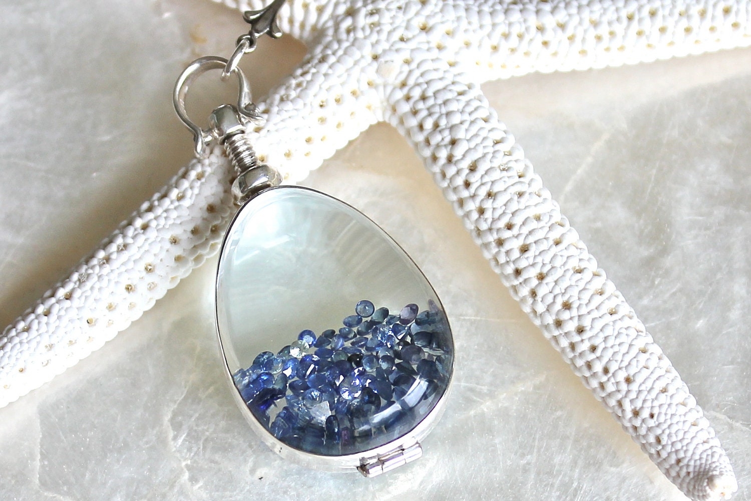 Sands of Time Shake Necklace - Sterling Silver and Faceted Natural Emeralds, Rubies, Sapphires, or Tanzanite - Large Pendant - THE ORIGINAL